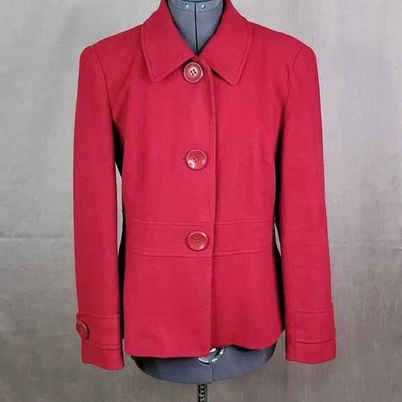 EAST 5TH Red Wool Coat Medium - Picture 1 of 8